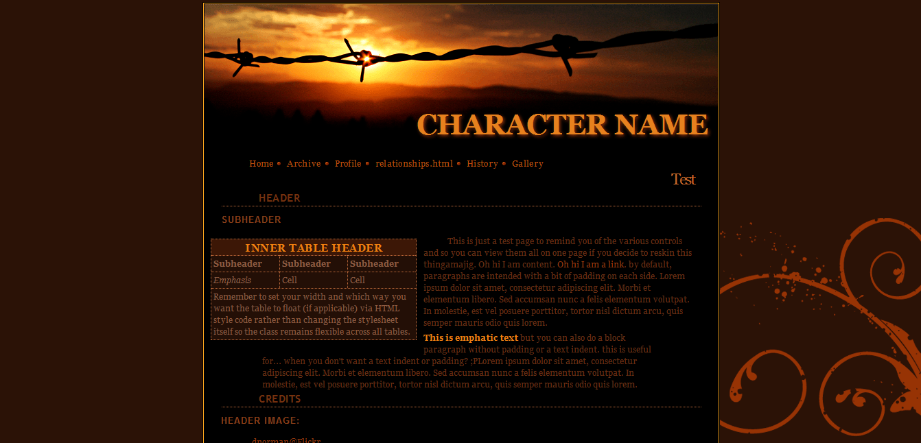 Rpg Character Profile Template