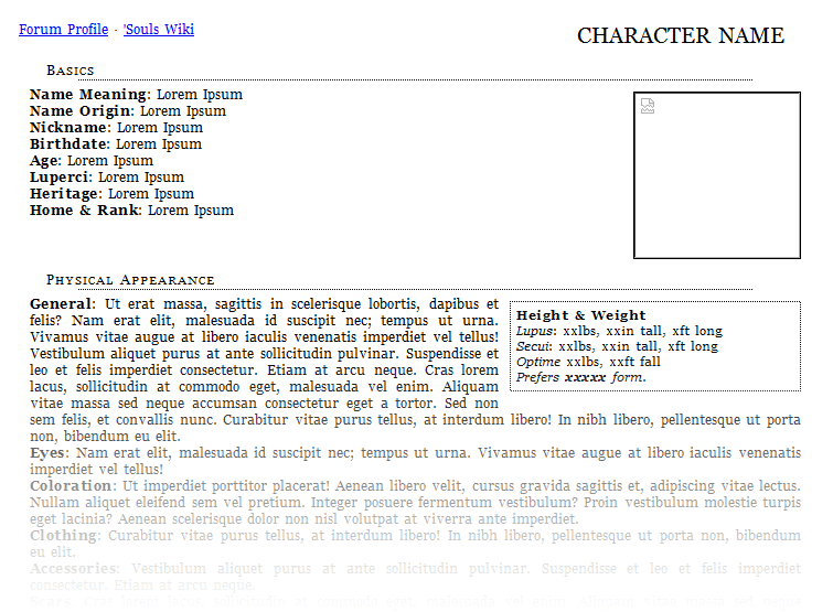 Roleplay Character Bio Template