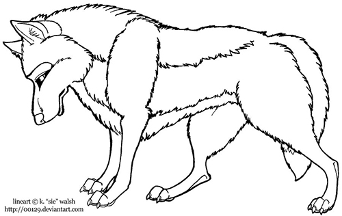 Wolf Standing Lineart Preview Image