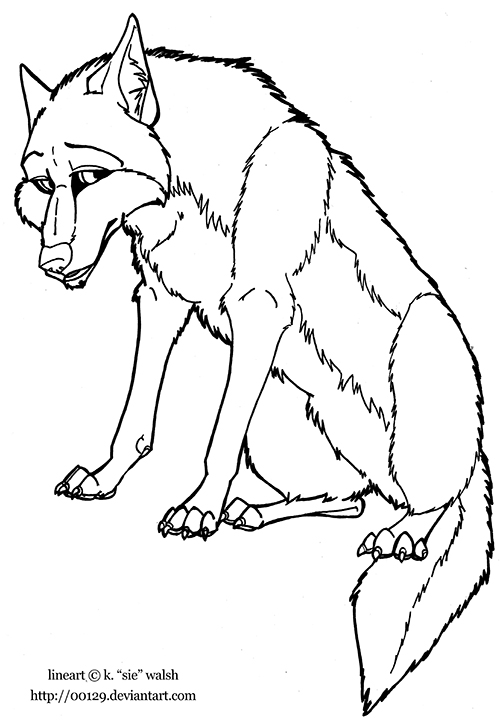 Wolf Sitting Lineart Preview Image