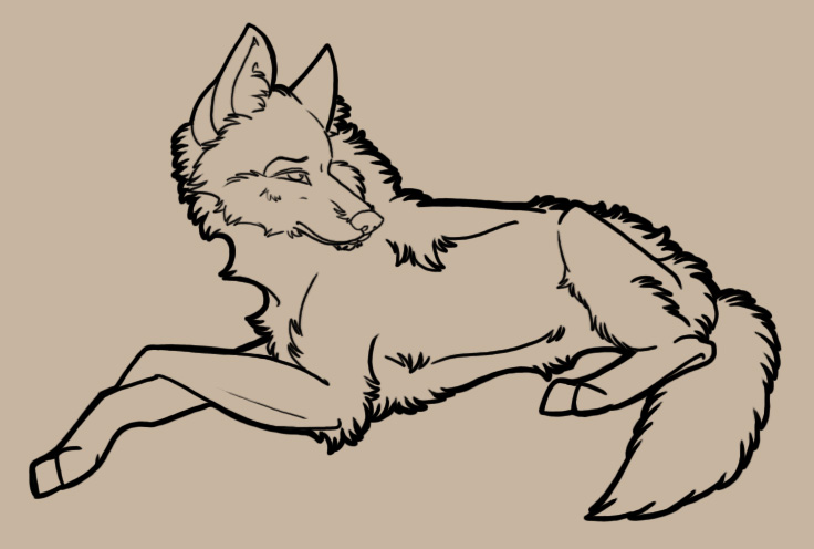 Wolf Laying Pose Lineart PSD Preview Image